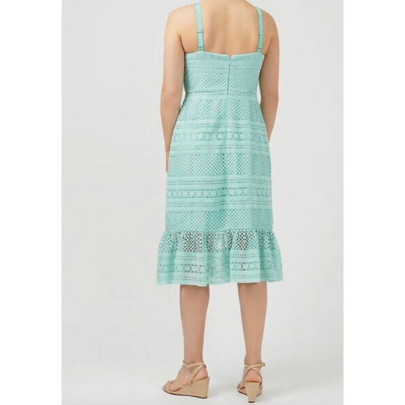 New J. Crew Midi Dress Geometric Sleeveless Lace Ruffle Sheath NWT - Picture 4 of 11